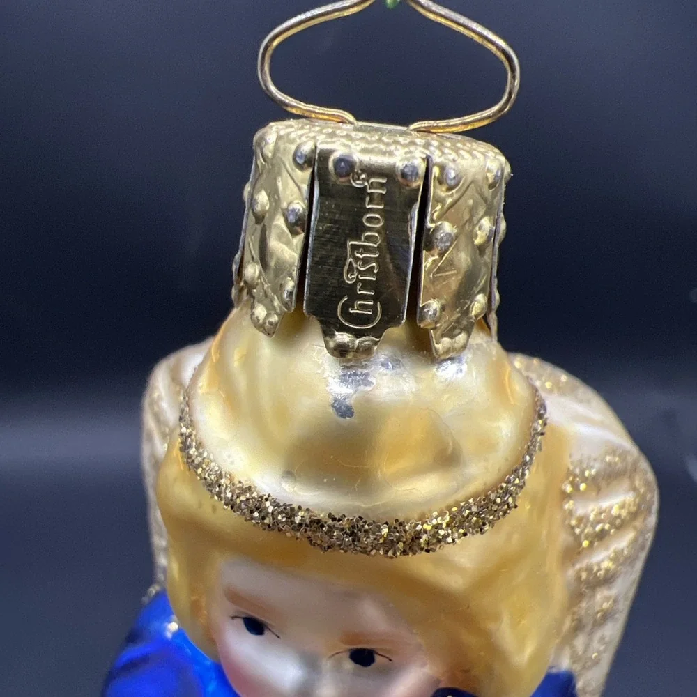 Vintage Christmas Christborn Germany Hand-Blown Glass Angel Icicle Ornament
